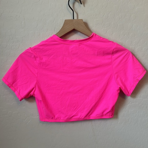 SKIMS Fits Everybody Super Cropped Tee Shirt Neon Pink L - Picture 5 of 5